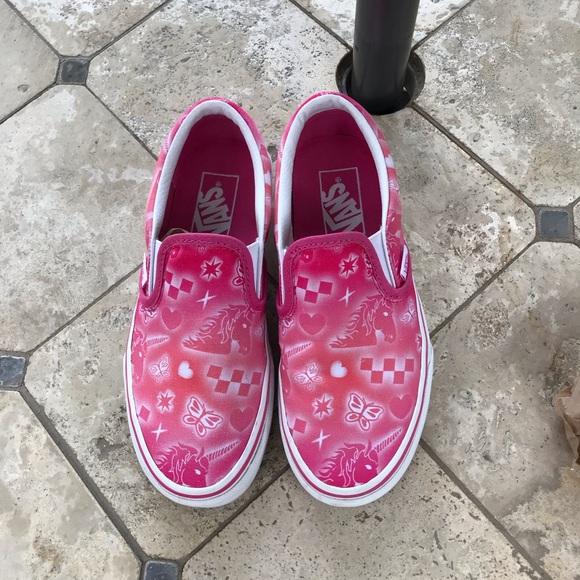 VANS Pink White Tie-Dye Slip-On Slide Tennis Shoes (Unisex) - Picture 7 of 10